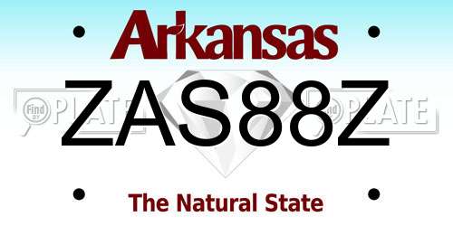 ZAS88Z Arkansas License Plate