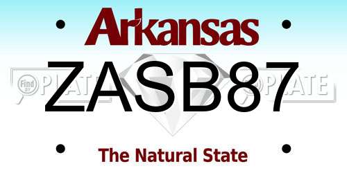 ZASB87 Arkansas License Plate