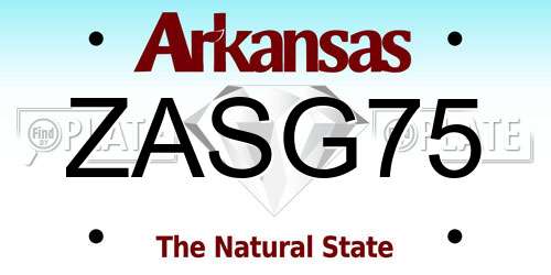 ZASG75 Arkansas License Plate