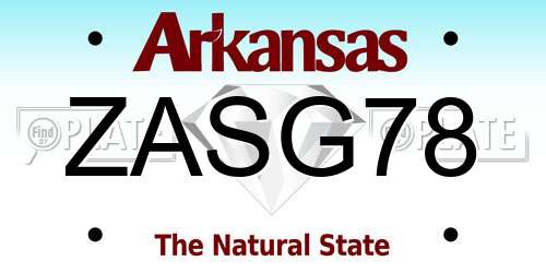 ZASG78 Arkansas License Plate