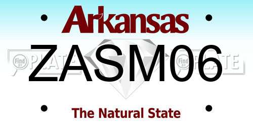ZASM06 Arkansas License Plate