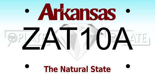 ZAT10A Arkansas License Plate