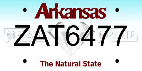 ZAT6477 Arkansas License Plate