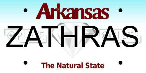 ZATHRAS Arkansas License Plate