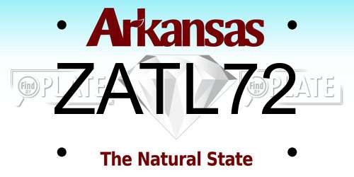 ZATL72 Arkansas License Plate