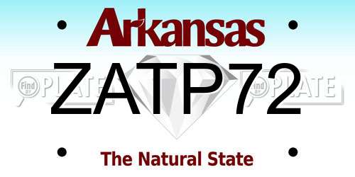 ZATP72 Arkansas License Plate