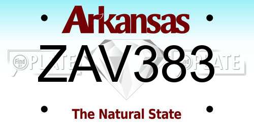 ZAV383 Arkansas License Plate