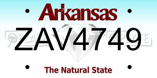 ZAV4749 Arkansas License Plate