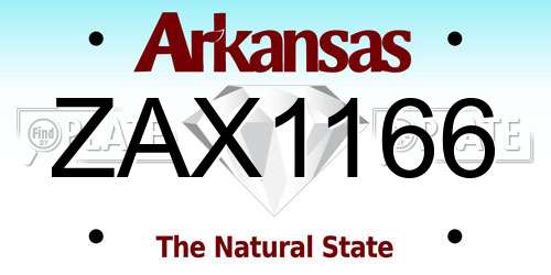 ZAX1166 Arkansas License Plate