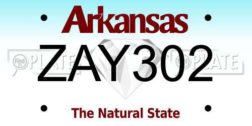 ZAY302 Arkansas License Plate