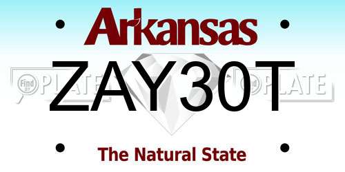 ZAY30T Arkansas License Plate
