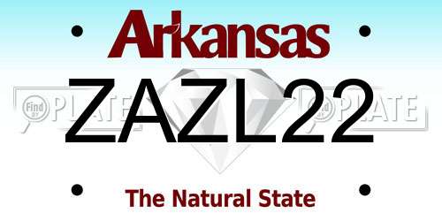 ZAZL22 Arkansas License Plate