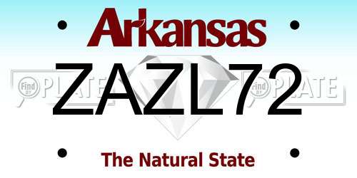 ZAZL72 Arkansas License Plate