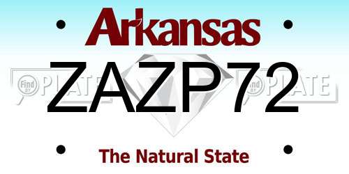 ZAZP72 Arkansas License Plate