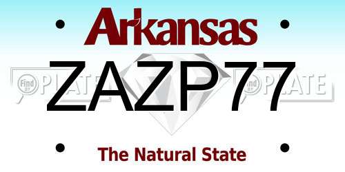 ZAZP77 Arkansas License Plate