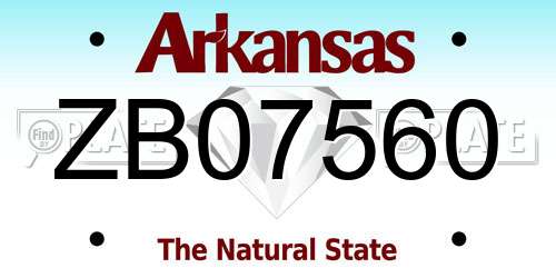 ZB07560 Arkansas License Plate