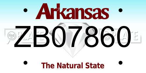 ZB07860 Arkansas License Plate