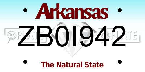 ZB0I942 Arkansas License Plate