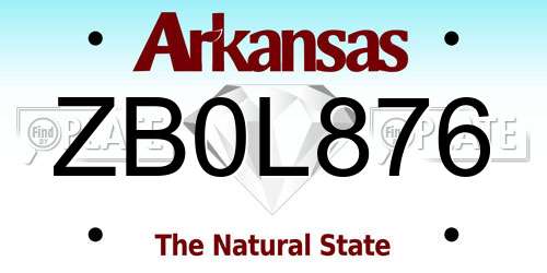 ZB0L876 Arkansas License Plate