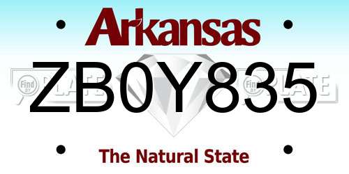 ZB0Y835 Arkansas License Plate