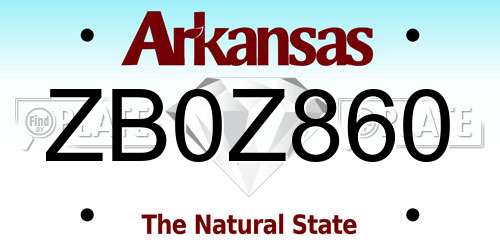 ZB0Z860 Arkansas License Plate