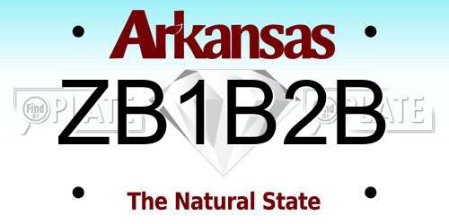 ZB1B2B Arkansas License Plate