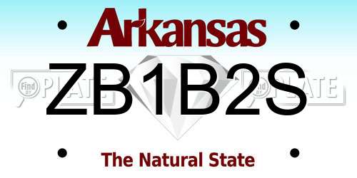 ZB1B2S Arkansas License Plate