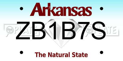 ZB1B7S Arkansas License Plate