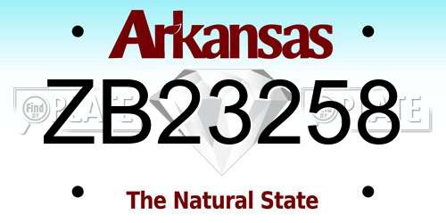 ZB23258 Arkansas License Plate