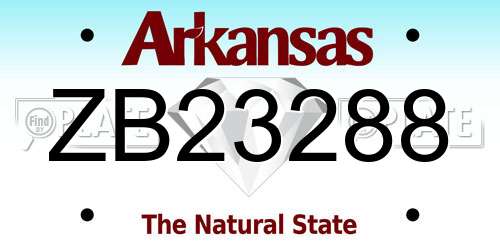 ZB23288 Arkansas License Plate