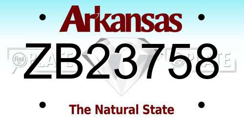 ZB23758 Arkansas License Plate