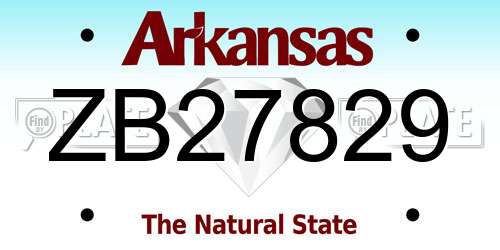 ZB27829 Arkansas License Plate