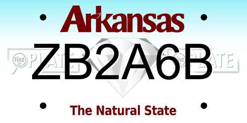 ZB2A6B Arkansas License Plate
