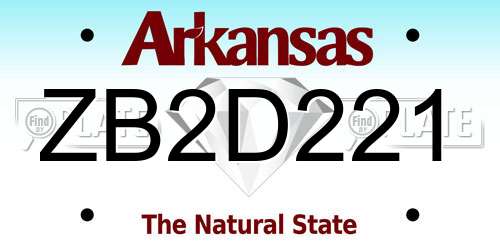 ZB2D221 Arkansas License Plate