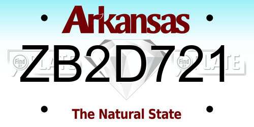 ZB2D721 Arkansas License Plate