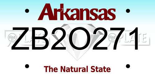 ZB2O271 Arkansas License Plate