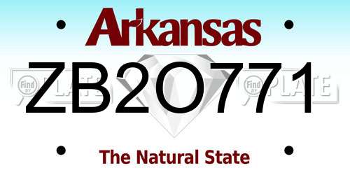 ZB2O771 Arkansas License Plate