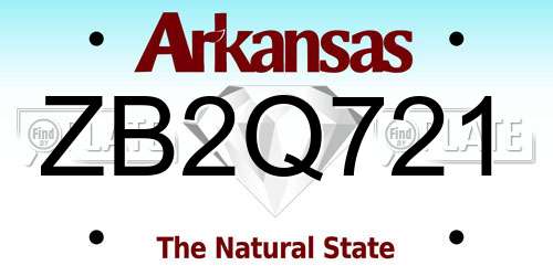 ZB2Q721 Arkansas License Plate