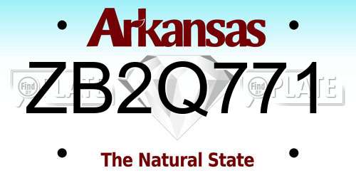 ZB2Q771 Arkansas License Plate