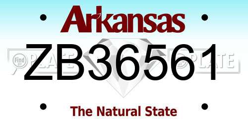 ZB36561 Arkansas License Plate