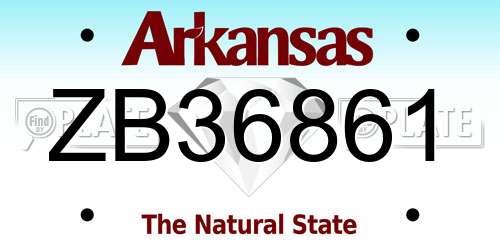 ZB36861 Arkansas License Plate