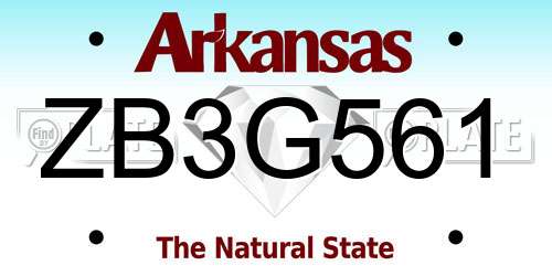 ZB3G561 Arkansas License Plate