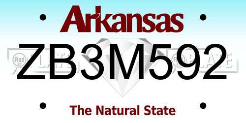 ZB3M592 Arkansas License Plate