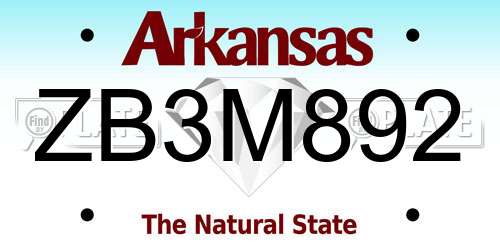 ZB3M892 Arkansas License Plate
