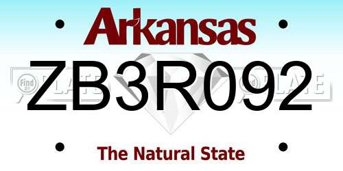ZB3R092 Arkansas License Plate