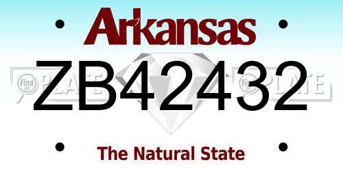 ZB42432 Arkansas License Plate