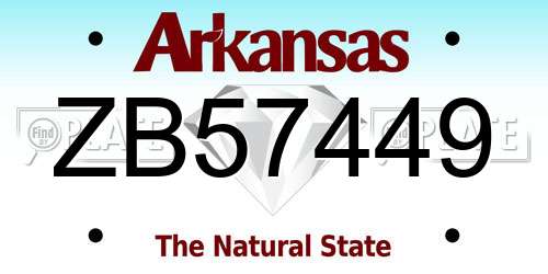 ZB57449 Arkansas License Plate