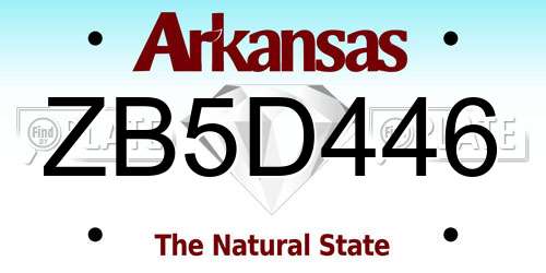 ZB5D446 Arkansas License Plate