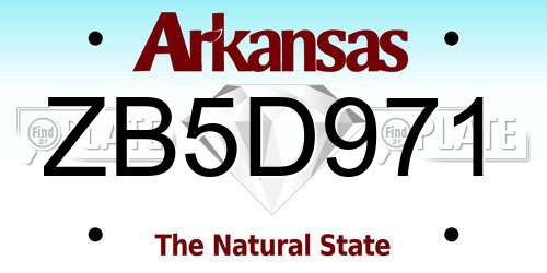 ZB5D971 Arkansas License Plate