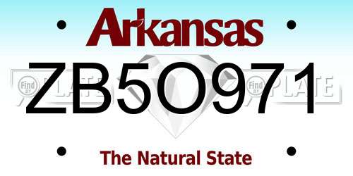 ZB5O971 Arkansas License Plate